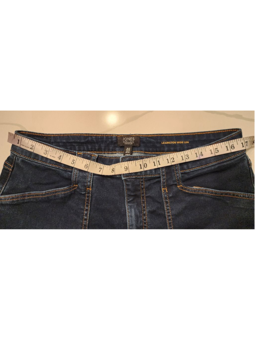 Jones New York Signature Lexington Wide Leg Jeans Women's Size 12 Dark Wash - Picture 11 of 13